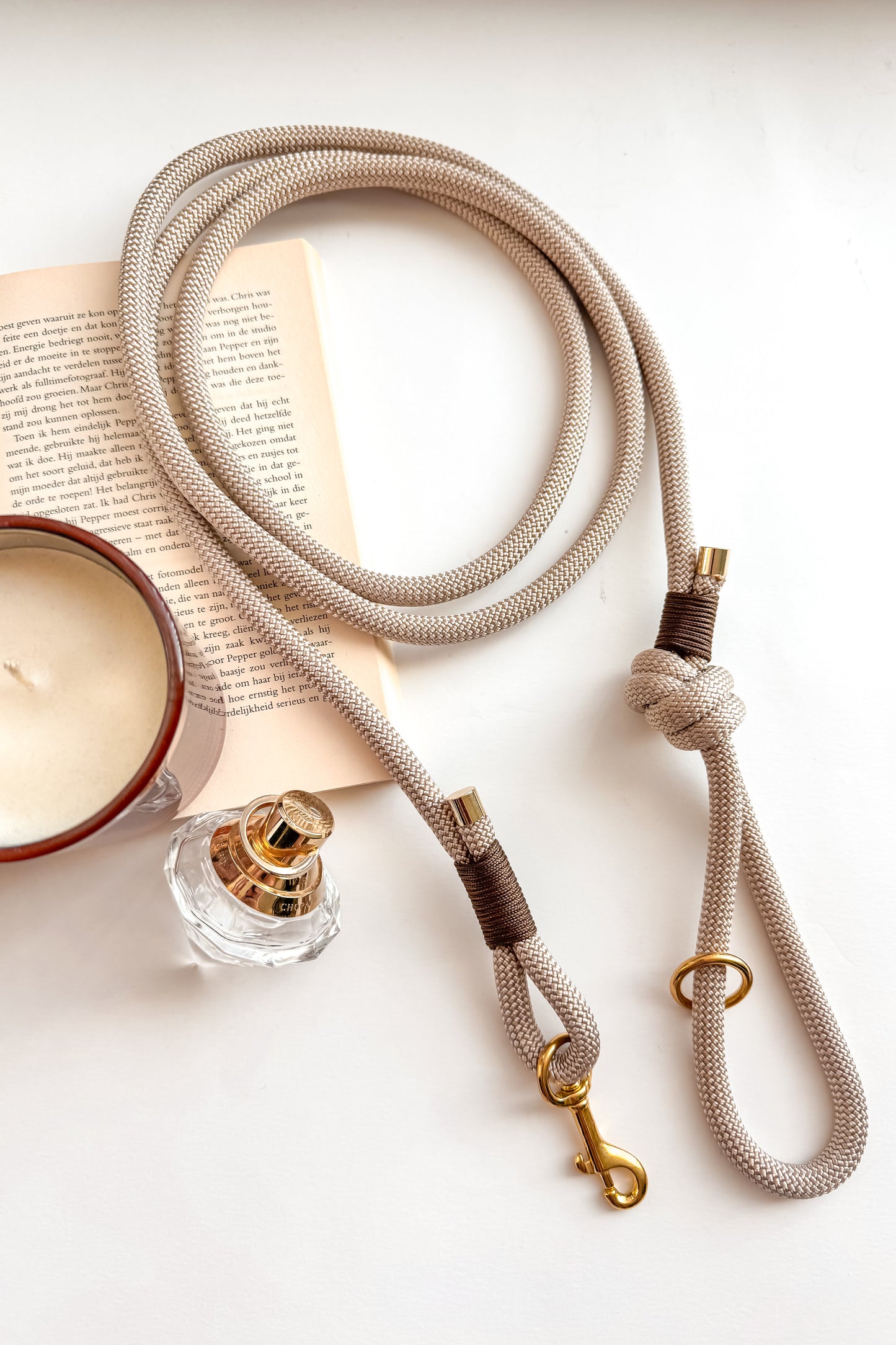Leash with handle Cafè Latte 10mm
