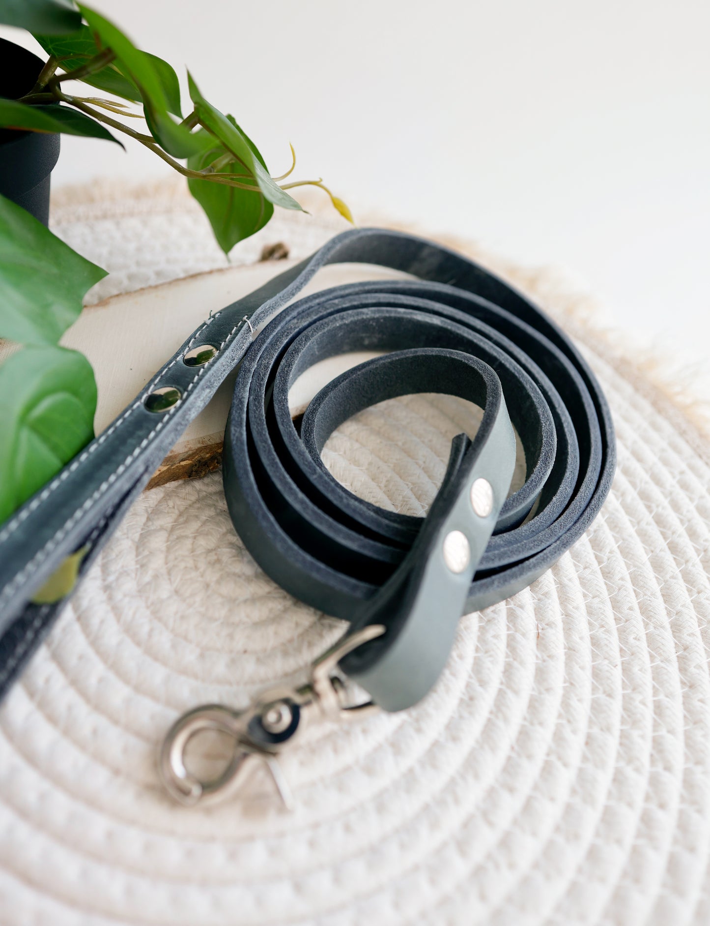 Lederen Leiband Grey