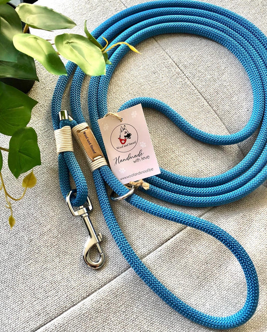 Leash with handle Lapis blue 10mm